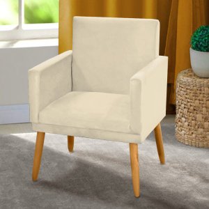 Poltrona para Penteadeira Camarim Nina Suede Bege Decorativa