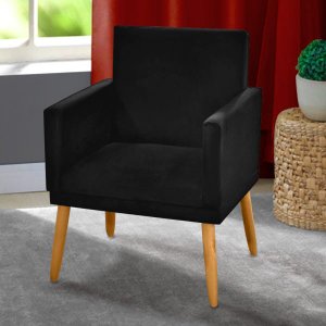 Poltrona Decorativa Nina Corino Preto com Rodapu00e9