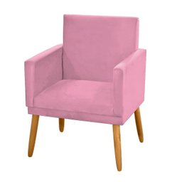 Kit 2 Poltronas Decorativa Nina Suede Rosa com Rodapu00e9 - 3