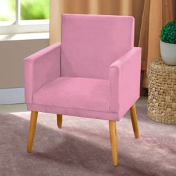 Kit 2 Poltronas Decorativa Nina Suede Rosa com Rodapu00e9 - 2