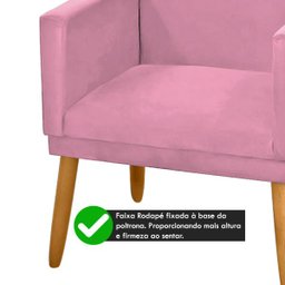 Kit 2 Poltronas Decorativa Nina Suede Rosa com Rodapu00e9 - 4