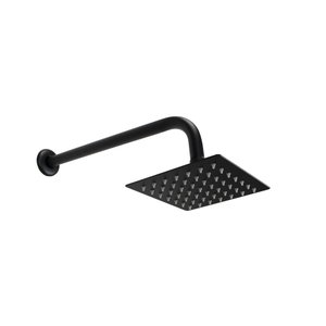 Ducha Inox 15x15 Cm Preto Fosco Quadrado C/ Cano de Parede
