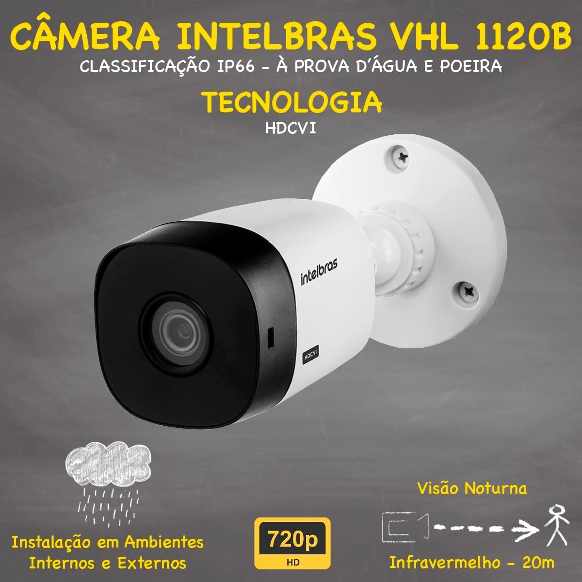 Kit 6 Câmeras Multi Hd 1120b Dvr Intelbras 8 Canais com Hd - 3