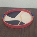 Ver imagem 5 de Bandeja Redondo Mdf 4x40x40cm Marrom Decorativa para Servir