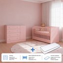 Ver imagem 1 de Kit Quarto de Bebê Doce Sonho com Berço Mini Cama Cômoda Sapateira e Colchão D18 130x70 Movellu