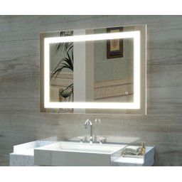 Espelho Iluminação Led 80x60  Luz 3 cores Frente Botão Touch screem toalete banheiro - 1