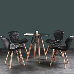 Par 2x Cadeira de Jantar Charles Eames Eiffel Slim Estofada Nude - 8