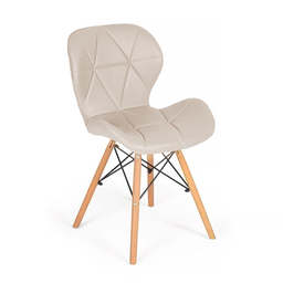Par 2x Cadeira de Jantar Charles Eames Eiffel Slim Estofada Nude - 2