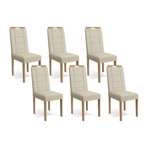 Kit 6 Cadeiras Sala Jantar 2cad150ea 6 Un Eucalipto/suede Bege A036 - Kappesberg