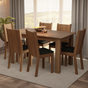 Ver imagem 1 de Conjunto Sala de Jantar Mesa Tampo de Madeira 6 Cadeiras Rustic/Preto Analu Madesa