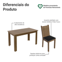 Ver imagem 4 de Conjunto Sala de Jantar Mesa Tampo de Madeira 6 Cadeiras Rustic/Preto Analu Madesa