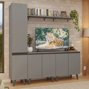Ver imagem 1 de Rack para TV até 70 Polegadas + Prateleira 200cm Cinza Nice Madesa 02