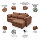 Ver imagem 3 de Sofá Retrátil 2 Lugares para Sala 175cm Dijon Couro Mel S07 - Mpozenato