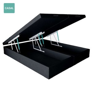 Cama Box Baú Casal Bipartida Sintético Preto 38x138x188 Rr Colchões