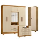 Ver imagem 1 de Guarda Roupa Casal Imperial com Cômoda Madri e Armário Multiuso Versatile Carvalho Americano Off Whi