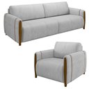 Ver imagem 1 de Conjunto Sofá 3 Lugares 223cm e Poltrona 98cm Amaranto M22 Veludo Cinza - Mpozenato