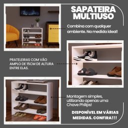 Sapateira Branco Mdf Chão 50cm Sapatos Organização Casa - 4
