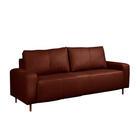 Sofá Decorativo Sala de Estar Metropole 3 Lugares 220cm Couro Conhaque - Mozzelar