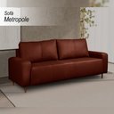 Ver imagem 2 de Sofá Decorativo Sala de Estar Metropole 3 Lugares 220cm Couro Conhaque - Mozzelar