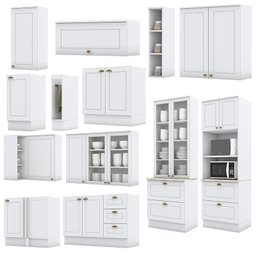 Cozinha Completa de Canto Americana 14 Peças Branco com Cristaleira - Móveis Henn - 3