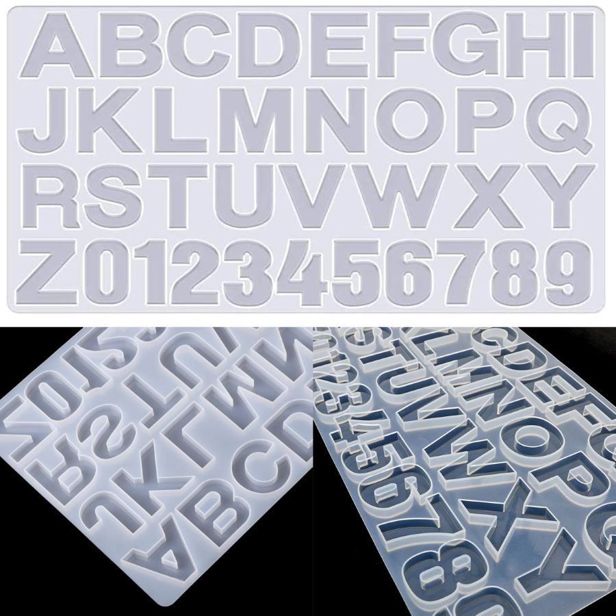Molde de Silicone Lorben Forma Alfabeto Números 3D Resina Epóxi Kit com 152 peças - 3