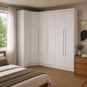 Ver imagem 1 de Guarda Roupa de Canto Modulado Safira 6 Portas de Bater 6 Gavetas MDF Neve 2453cm