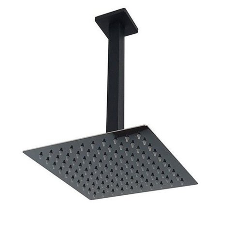 Ducha Chuveiro Teto Inox 20x20 Preto Fosco Suporte Quadrado Luxo Piscina Banheiro Area Externa