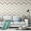 Ver imagem 2 de Papel de Parede Chevron Bege, Marrom e Branco - 2,50x0,50m
