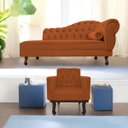 Ver imagem 1 de Kit Diva Recamier Diana 185cm Lado Esquerdo e 01 Poltrona Classic Suede - Doce Sonho Móveis RECAMIER