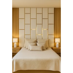 Cabeceira Estofada Adesiva Dominó com Fita 1,87 X 2,47m