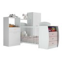 Ver imagem 1 de Quarto Infantil com Berço-Cômoda e Colchão Incluso Laura Multimóveis Branco/Rosa