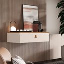 Ver imagem 4 de Penteadeira Suspensa Multiuso Console com Puxador em Corino - Off C/ Tampo Nature