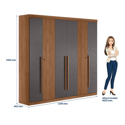 Guarda Roupa Casal 6 Portas Ripado Buriti Santos Andira Jatoba Jatobá/grafite - 2