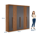Ver imagem 2 de Guarda Roupa Casal 6 Portas Ripado Buriti Santos Andira Jatoba Jatobá/grafite