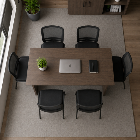 Mesa de Reunião Retangular Pé Painel 1800 mm - Linha Studio: Nogueira Lamina