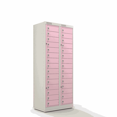 Armário de Aço Distribuidor 30 Portas - Nk 2415 Nilko Armários Rosa Flox Chave Padrão