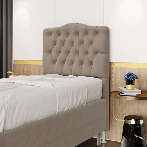 Cabeceira Estofada Para Cama Box Pollux 90 Para Cama de Solteiro Sued Capuccino Aradecor