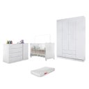 Ver imagem 1 de Jogo de Quarto Infantil MDF Old Clean Berço Mini Cama Doce Sonho c/ Colchão + Roupeiro e Cômoda
