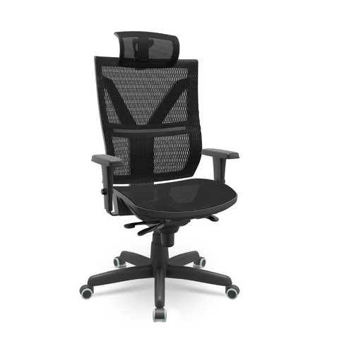 Cadeira Presidente Darix X+ Plaxmetal em Tela com Apoio de Cabeça Base Aço Slider