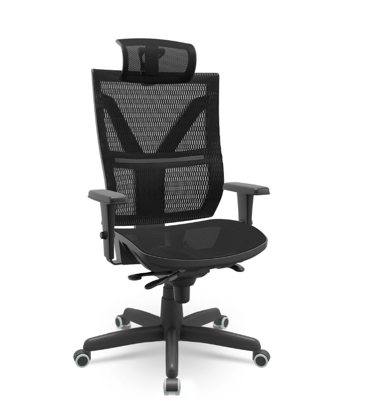 Cadeira Presidente Darix X+ Plaxmetal em Tela com Apoio de Cabeça Base Aço Slider