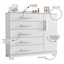 Ver imagem 4 de Cômoda Sapateira 5 Gavetas 109cm Pietra Branco