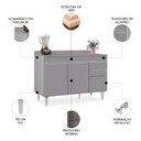 Ver imagem 3 de Balcão de Cozinha para Pia com Tampo 120cm Michigan Cinza - Lumil