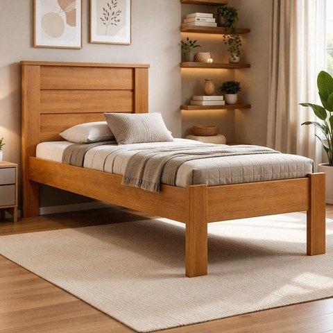 Cama de Solteiro Lily Conquista Móveis Marrom/Cinamomo