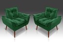 Ver imagem 1 de Kit 02 Poltrona Decorativa Opala Suede Verde - Pandora Decor