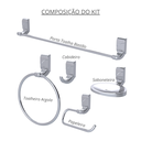 Ver imagem 4 de Kit Acessórios para Banheiro 5 Peças Linha Sofisticato Cor Cromado Durín