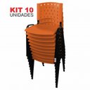 Ver imagem 2 de Cadeira Empilhável Plástica Laranja 10 Unidades - Ultra Móveis