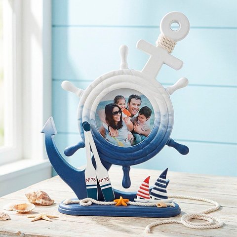 Porta Retrato Mesa Decoração Casa de Praia Timão Oceano 4x4