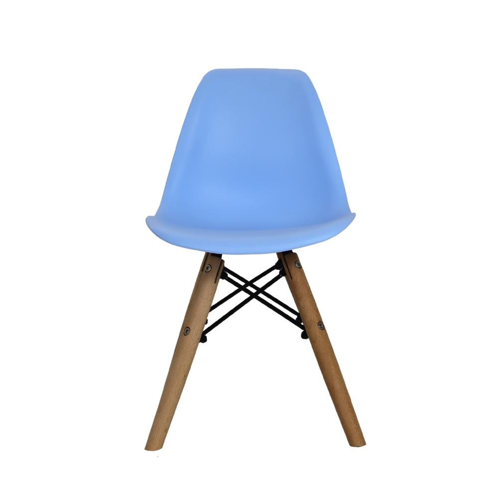 Kit Mesa Redonda Branca 60cm + 2 Cadeiras Charles Eames Eiffel Infantil Kids Azul Claro - 2