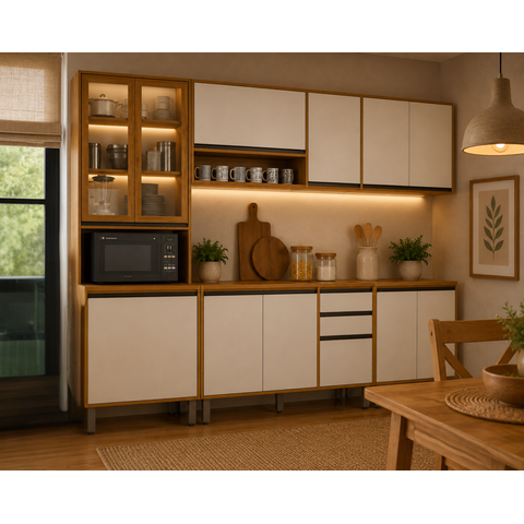 Cozinha Completa 5 Peças Dracena -Cinamomo/Off White- Cucina