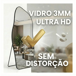 Espelho Grande Corpo Inteiro com Moldura Metal Orgânico Decorativo 170x70cm Luxo - 6